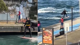 Bebek Sahili'nde Batman ve Örümcek Adam’ın eğlenceli anları kameraya yansıdı