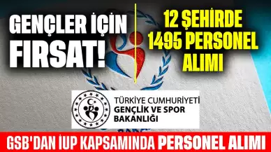 Gençler İçin Fırsat! GSB'dan İUP Kapsamında 12 Şehirde 1495 Personel Alımı