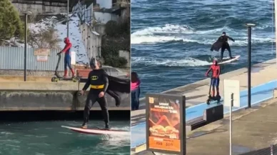 Bebek Sahili'nde Batman ve Örümcek Adam’ın eğlenceli anları kameraya yansıdı